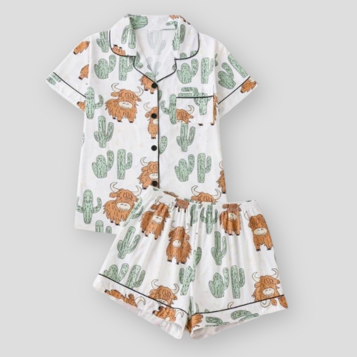 The Highland Cow Cactus Women's Pajama Set