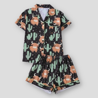 The Highland Cow Cactus Women's Pajama Set