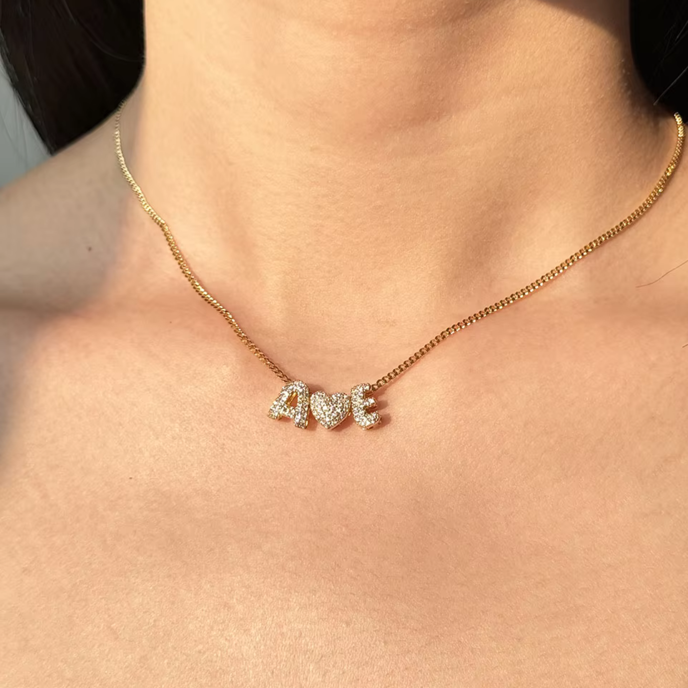 Diamond Bubble Name Necklace