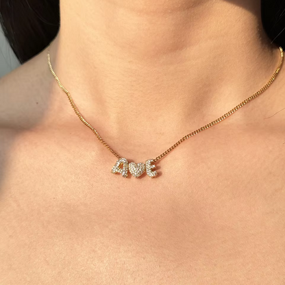 Diamond Bubble Name Necklace
