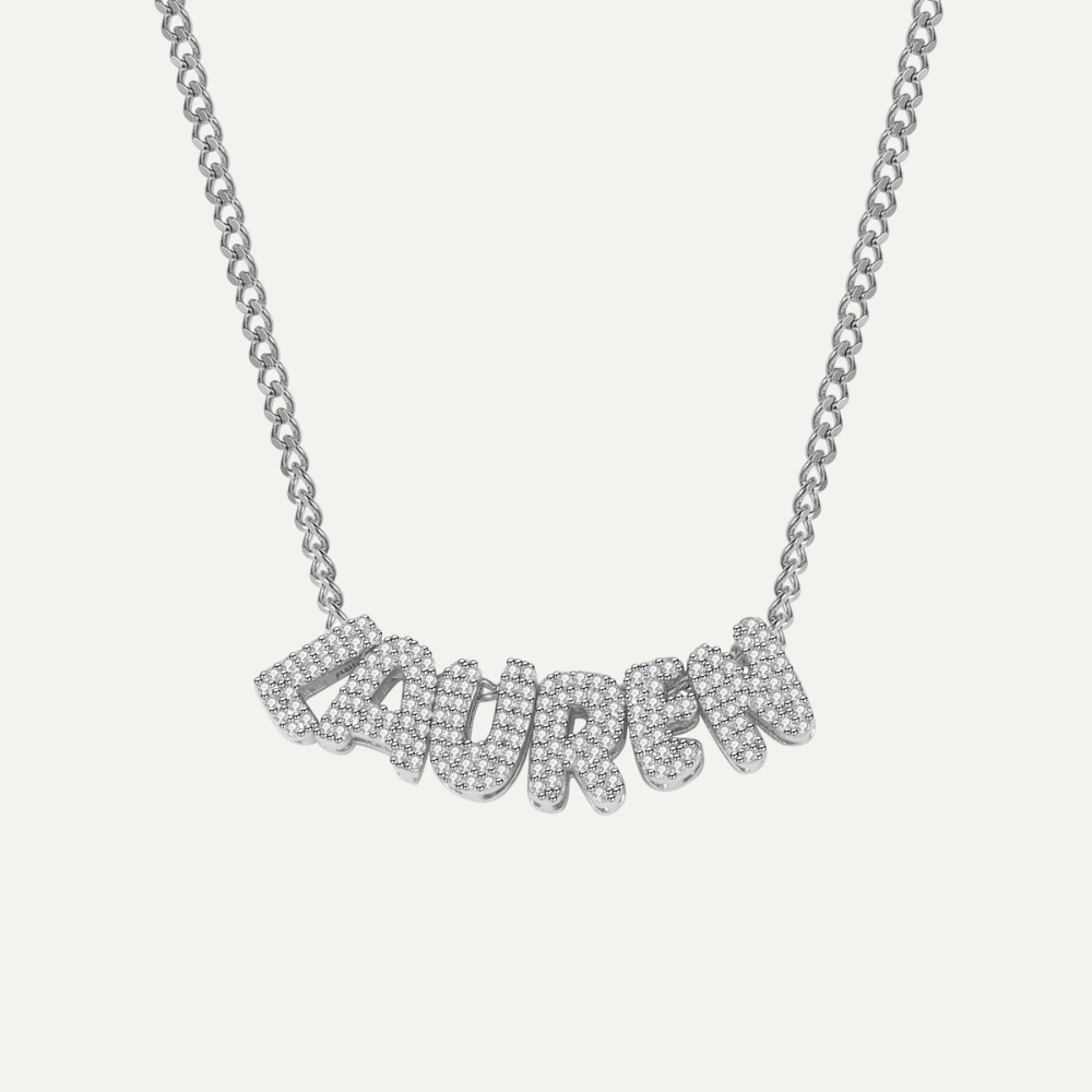 Diamond Bubble Name Necklace