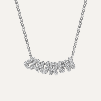 Diamond Bubble Name Necklace
