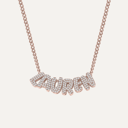 Diamond Bubble Name Necklace