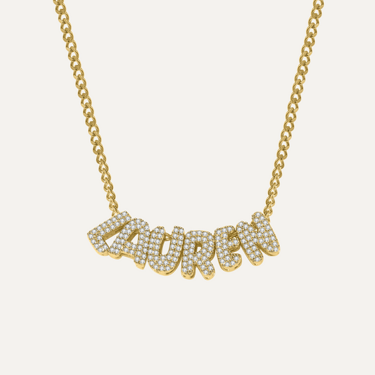 Diamond Bubble Name Necklace
