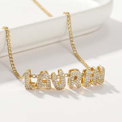 Diamond Bubble Name Necklace